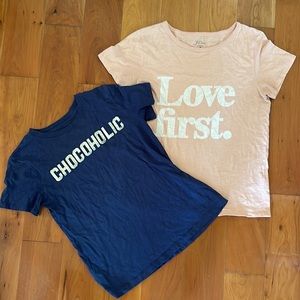 EUC bundle JCrew graphic tees. Size med pink/blue